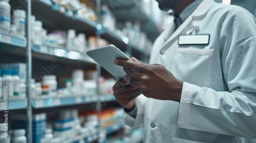 The Pharmacist Using a Tablet