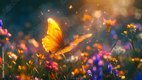 golden butterfly in garden