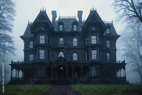 In the Shadows: The Silent Narrative of a Fog-Enveloped Mansion