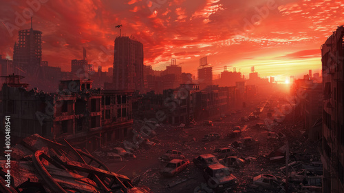 Post-Apocalyptic City Panorama with Zombies