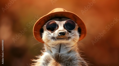 Classy Meerkat in Shades and Trilby Hat, Ideal for Text Insertion