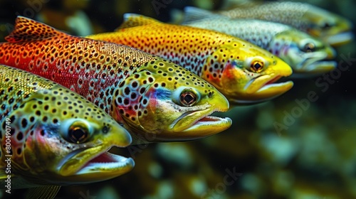The vibrant colors and distinctive markings of various trout species © pengedarseni