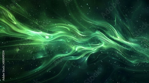 Mesmerizing Emerald Energy Waves Flowing Across the Cosmic Expanse