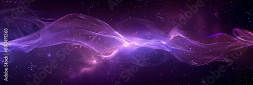 Pulsing Purple Waves of Cosmic Energy Flowing Through the Vast Darkness of Space