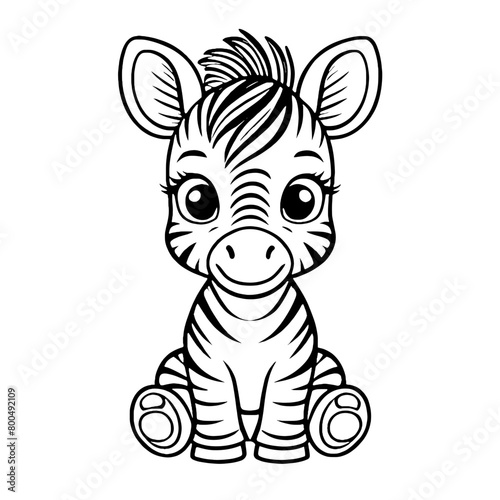 Cute Baby Zebra Animal Outline  Zebra Vector Illustration