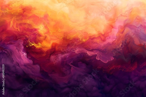An abstract impression of a sunset with hues of coral, violet, and amber photo