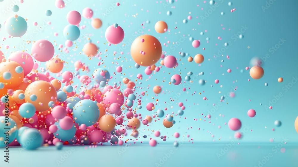 colorful funny balls flying and floating in space with pastel and vivid colors, amazing depth of field colorful funny balls flying and floating in space with pastel and vivid colors, amazing depth of field