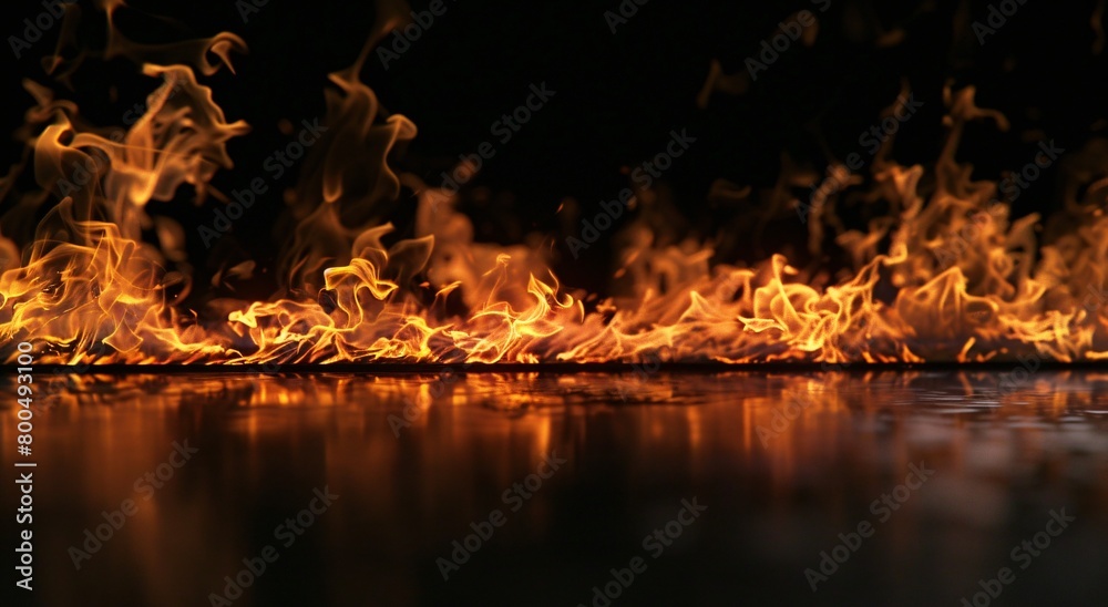 Close up of fire flames on black background Close up of fire flames on black background