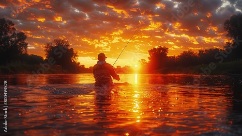Highlights the thrill of sunset fishing for trout on the river.