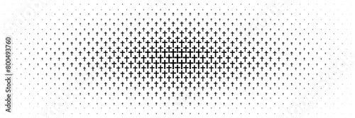 horizontal halftone of black cross from center design for pattern and background. © eNJoy Istyle