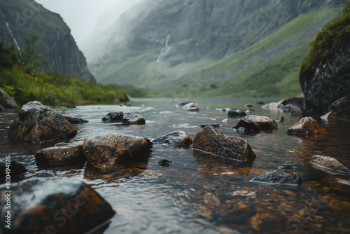 mountain river in the mountains, river in the mountains, a stream with rocks in the water