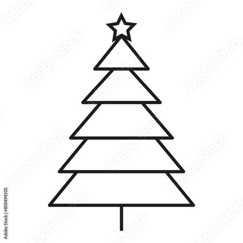 Tiered line art Christmas tree with a bright star