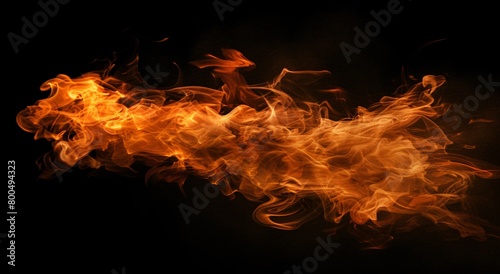 Close up of fire flames on black background 