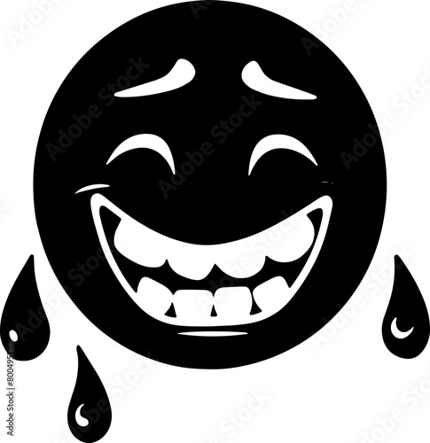 This silhouette depicts a smiling face with tears, ideal for expressing joy and laughter in a simplistic yet expressive design.