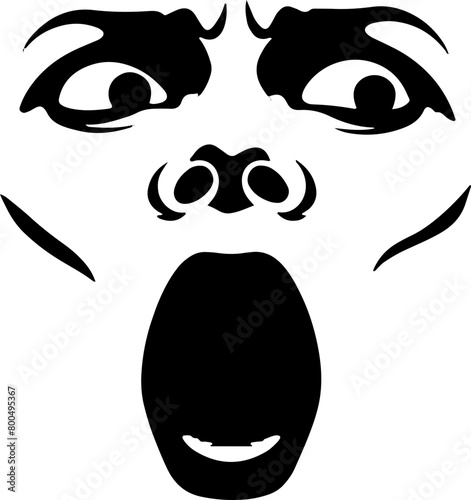 Minimalist Surprised Face Vector Illustration