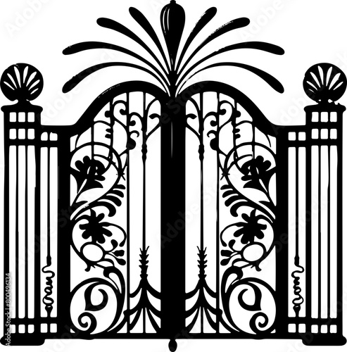 Ornate Art Deco Iron Gate Silhouette