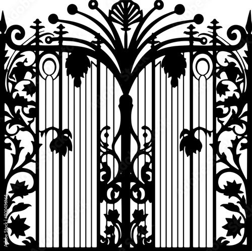 Ornate Art Deco Iron Gate Silhouette