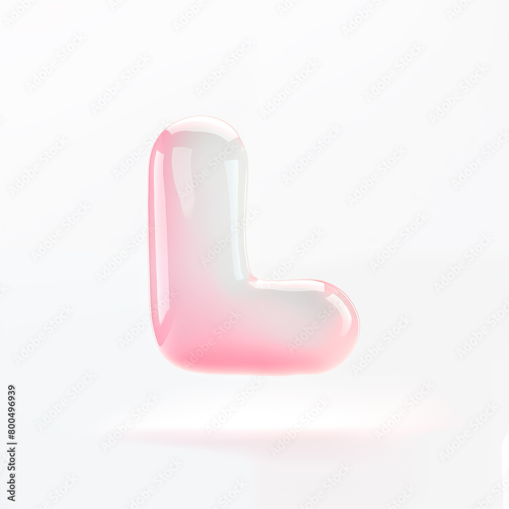3d bold glance letter L floating on the white background 3d bold glance letter L floating on the white background