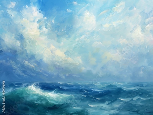 stormy sea painted with oil paint