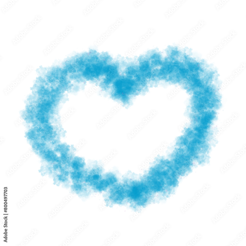 Blue  heart-shaped frame made of cloud or smoke