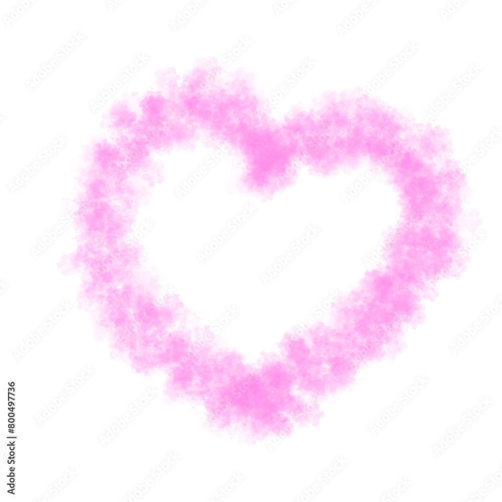 Pink heart-shaped frame made of cloud or smoke