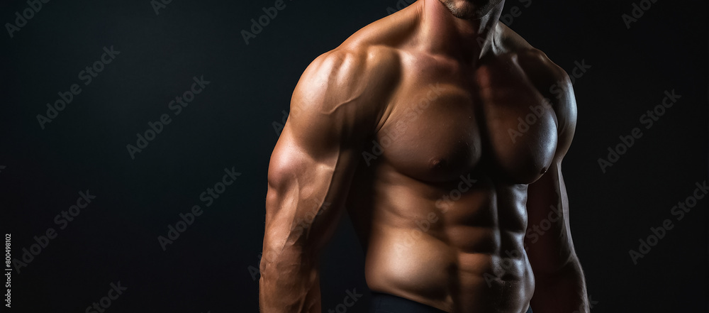 Fototapeta premium inflated torso of a sports man banner