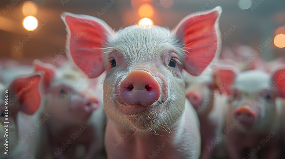 Fototapeta premium Group of Pigs Standing Together