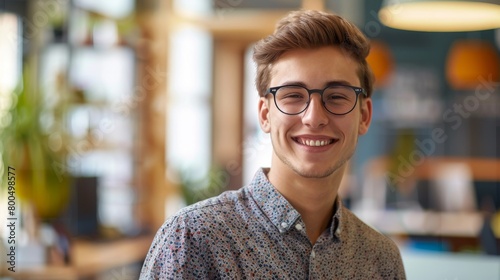 Smiling Young Man in Glasses