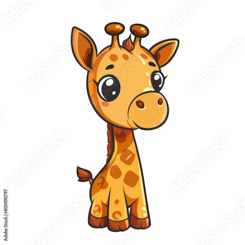 Cute little giraffe cartoon illustration 