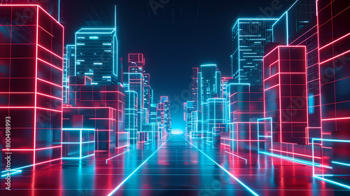 Futuristic Neon Cityscape at Night