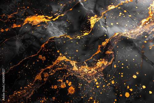 Abstract creative black gold painting background, macro details of decorative artistic backdrop