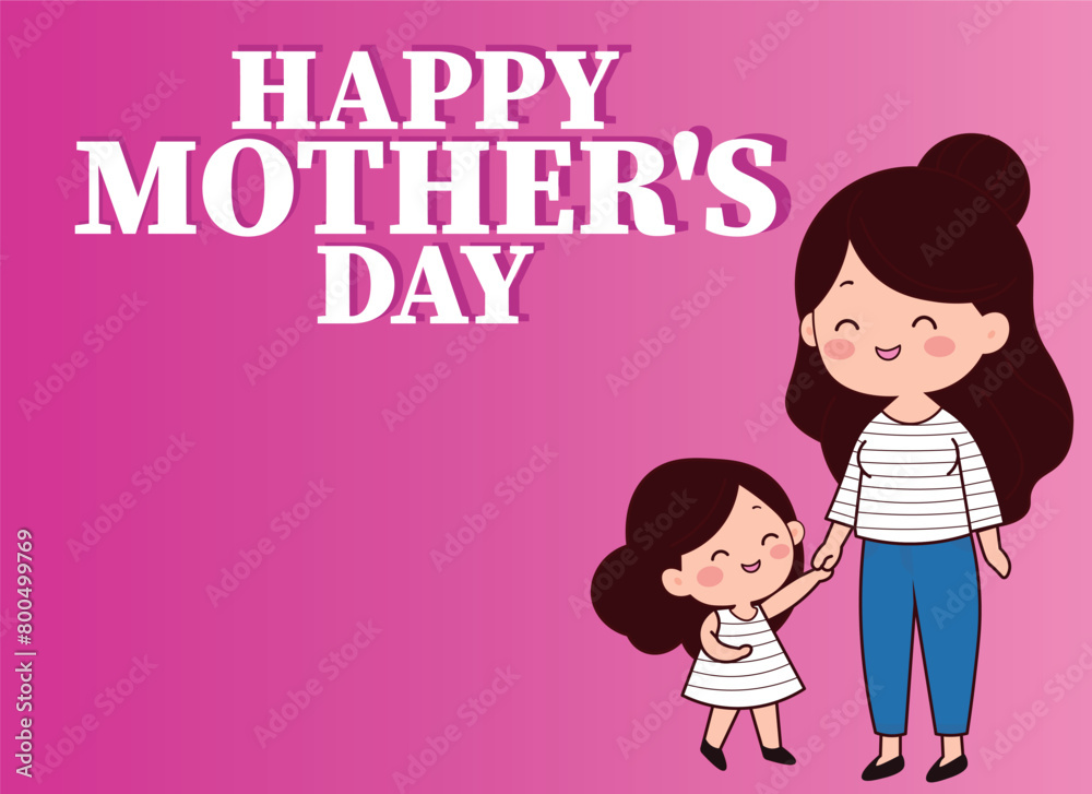 Happy Mother's Day text, with Mother's Day illustration Happy Mother's Day text, with Mother's Day illustration