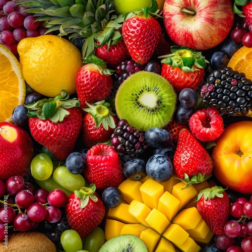 Vibrant Harvest  A Close-Up Symphony of Fruits and Vegetables