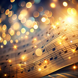 glowing music sheets notes on beautiful lights bok