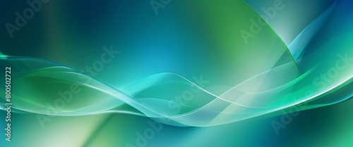 Cyber Aqua Green Tech Waves on Blue Background