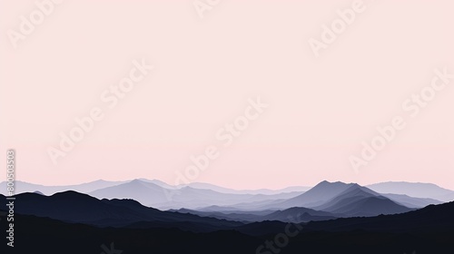 Silhouette image of mountain with sky with minimalistic style of landscape with variant color. Morning hill with sunrise or sunset painted with water color. Abstract image. Nature background. AIG42. photo