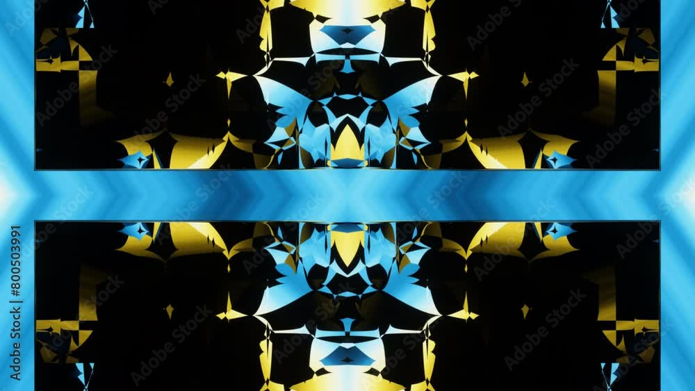 Pulsating neon blue and yellow psychedelic techno VJ seamless loop ...