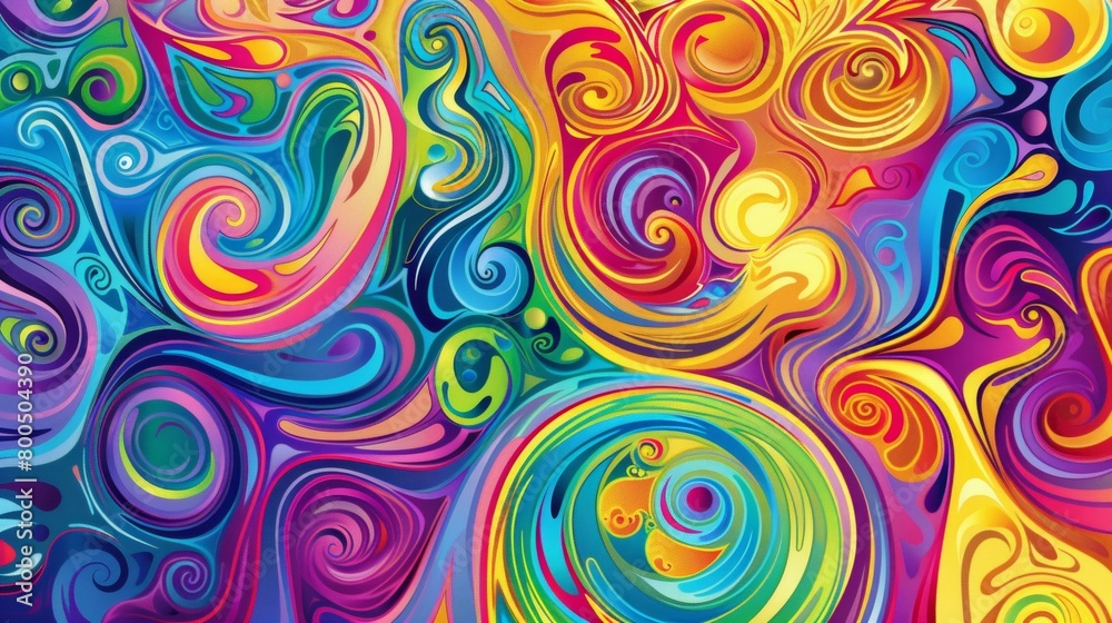 Vibrant Liquid Swirls: Abstract colorful background with circles, pattern, texture, and seamless design, resembling flowing water, paint, and fire in shades of blue, orange, and gold