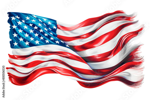 Waving american flag for memorial day on a white background. 4th of July. Labor Day. Independence Day. 