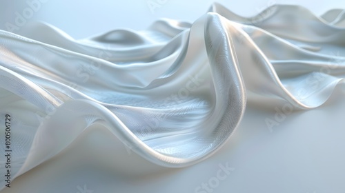 purity and elegance with a cinematic shot of a white ribbon elegantly draped on a smooth white surface.