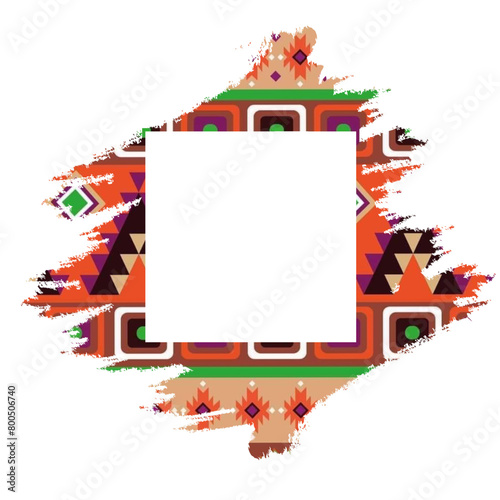 square frame Wild West texture - Native American - red and light blue color - vector graphic resource - ideal for greeting cards, presentations, canva, photography, scrapbooking, cricut, sublimation

