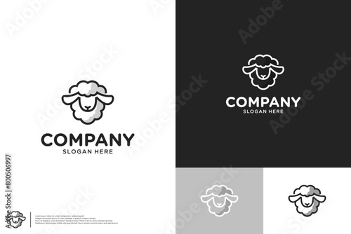 sheep with cute and simple style, logo design template.