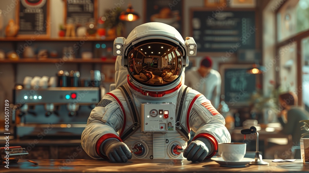 astronaut in a coffee shop .Generative AI astronaut in a coffee shop .Generative AI