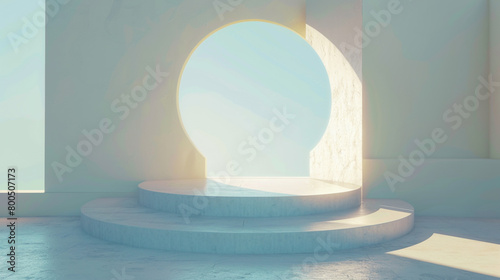 A mockup stage design clear circle minimal model stand for the product background