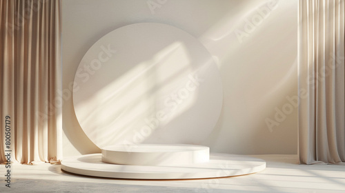 A mockup stage design clear circle minimal model stand for the product background