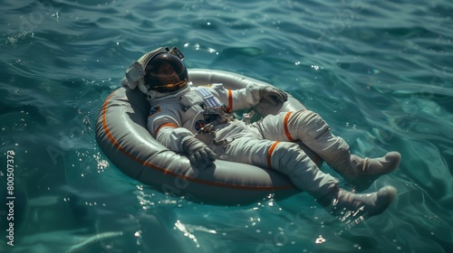 astronaut on an inflatable ring .Generative AI