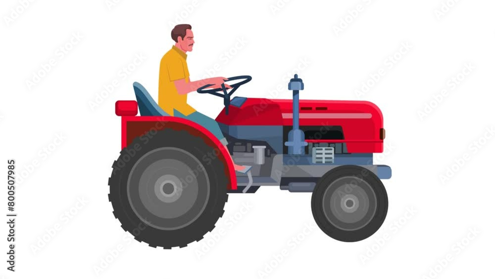 Tractor driving animation, The agricultural vehicle Tractor driving animation, The agricultural vehicle
