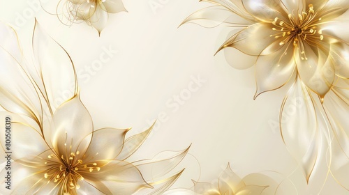 golden flowers minimal frame background with free space in the center photo