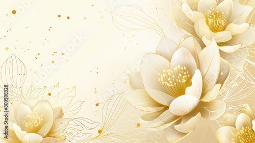 golden flowers minimal frame background with free space in the center photo