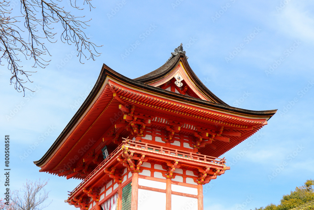 Kyoto, Japan, March 2024, Buddhist Temple Kiyomizu-dera Niomon Gate in spring Kyoto, Japan, March 2024, Buddhist Temple Kiyomizu-dera Niomon Gate in spring